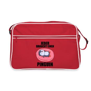 Pinguin Pinguine - Retro Tasche - Rot/Weiß - Vorne