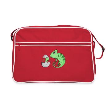 Caméléon avec bébé caméléon - Sac Retro - rouge/blanc - Devant