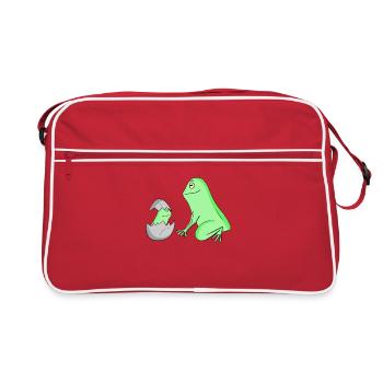 Frog with Baby Frog - Retro Bag - red/white - Front