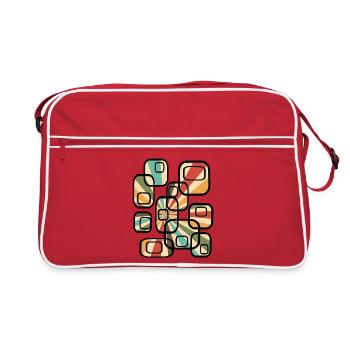 Modèle de papier peint des années 70 Motif rétro cuboïde - Sac Retro - rouge/blanc - Devant