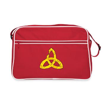 Keltisches Symbol Triqueta Endlos Geschenk - Retro Tasche - Rot/Weiß - Vorne