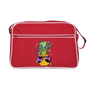 Ananas Aloha avec lunettes de soleil - Sac Retro - rouge/blanc - Devant