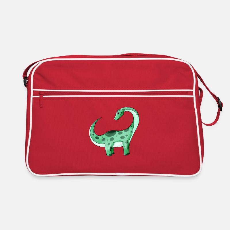 Dinosaurier - Retro Tasche - Rot/Weiß