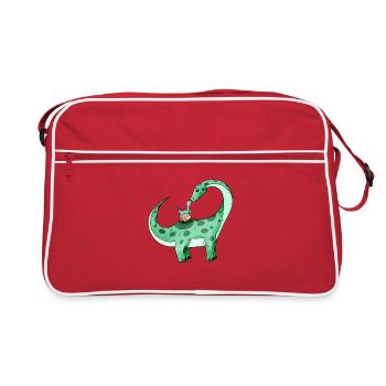 Dinosaurs with Baby Dinosaurs - Retro Bag - red/white - Front