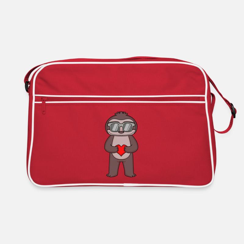 Faultier mit Sonnenbrille und Herz Retro Tasche