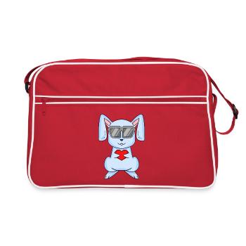 Lapin avec lunettes de soleil et cœur - Sac Retro - rouge/blanc - Devant