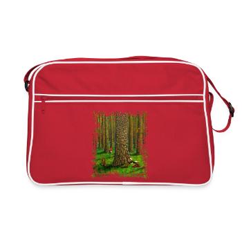Forest Animals, Gnome and Nature Magic - Retro Bag - red/white - Front