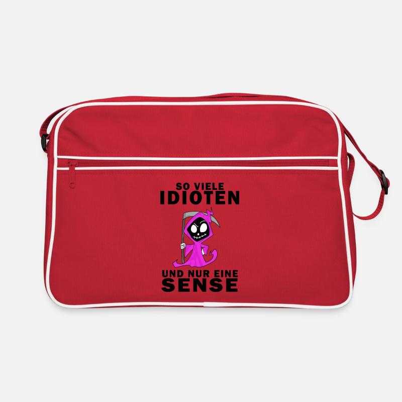 Sensenmann Damen Sarkastisch Provokation - Retro Tasche - Rot/Weiß