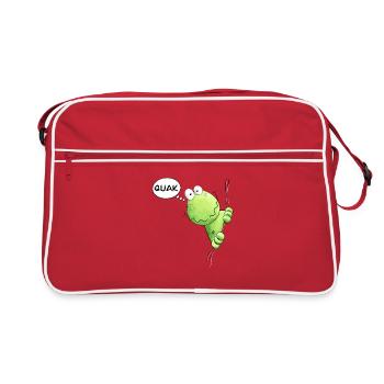 Lustiger Quak Frosch I Frosch Cartoon MODARTIS - Retro Tasche - Rot/Weiß - Vorne