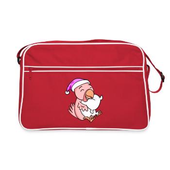 Poulet avec oreiller et bonnet de couchage - Sac Retro - rouge/blanc - Devant
