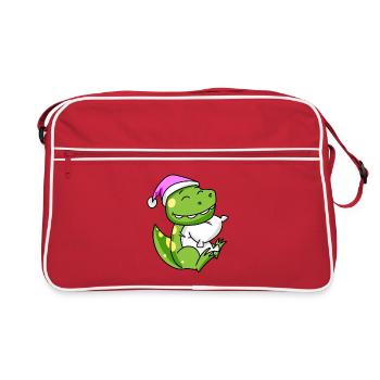Dinosaur with pillow and sleeping cap - Retro Bag - red/white - Front