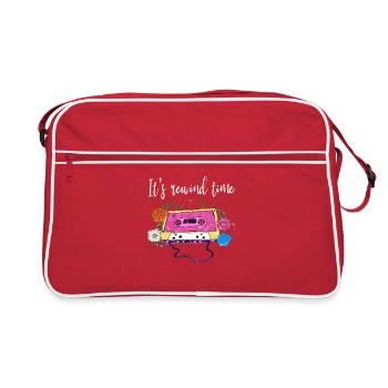 Retro Vintage Cassette Tape "It's Rewind Time" Par - Retro Bag - red/white - Front