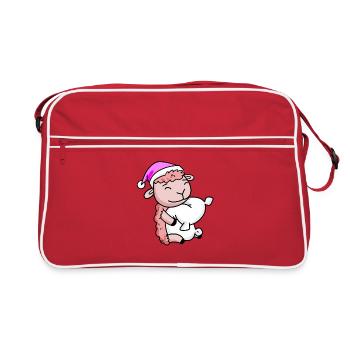Sheep with pillow and sleeping cap - Retro Bag - red/white - Front