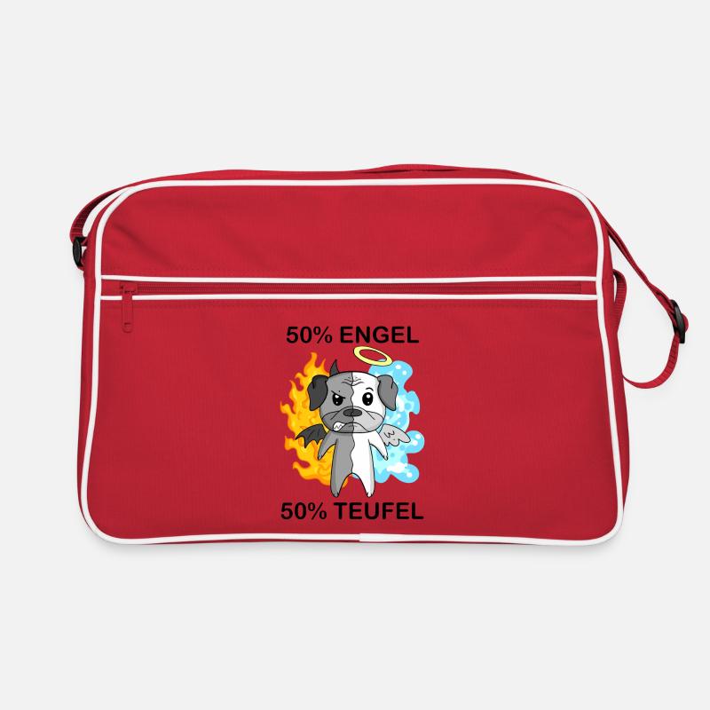 Hund Mops - Engel und Teufel Retro Tasche