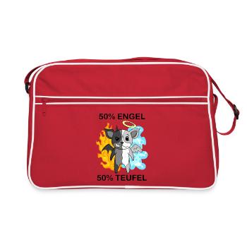 Hund Terrier - Engel und Teufel - Retro Tasche - Rot/Weiß - Vorne