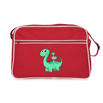 Dinosaurs with Baby Dinosaurs - Retro Bag - red/white - Front