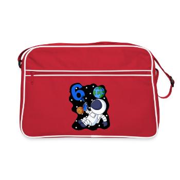 Junge 6 Jahre alt Geschenk Sohn Astronaut Motiv - Retro Tasche - Rot/Weiß - Vorne