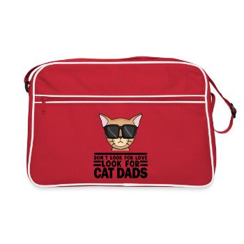 Katze Papa Vater Katzen Tierbesitzer Geschenk - Retro Tasche - Rot/Weiß - Vorne