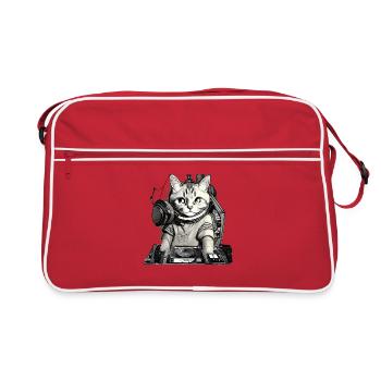 DJ cat avec table de mixage - Sac Retro - rouge/blanc - Devant
