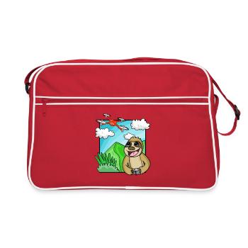 Paresseux avec Quadcopter - Motif de drone - Sac Retro - rouge/blanc - Devant