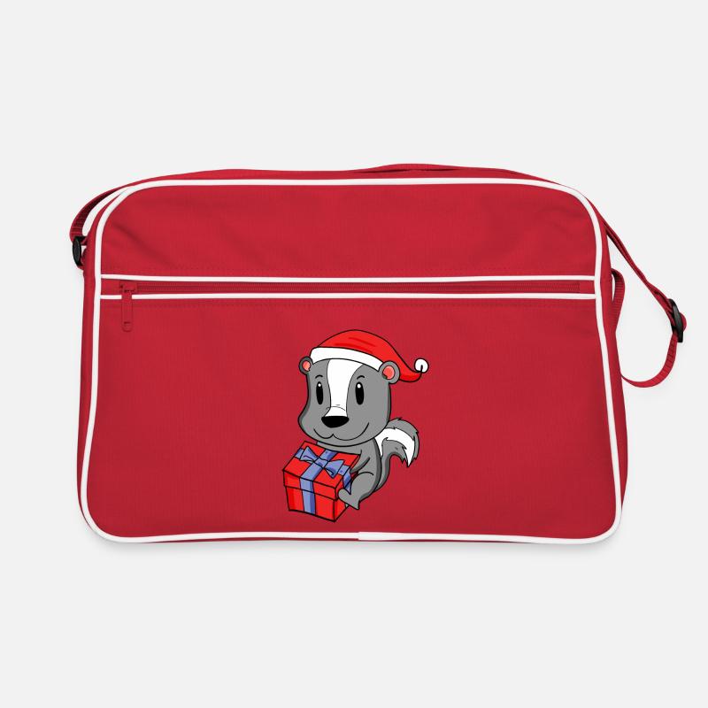 Bébé moufette de Noël avec cadeau Sac Retro