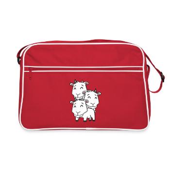 Niedliche Ziegen - Ziege - Retro Tasche - Rot/Weiß - Vorne