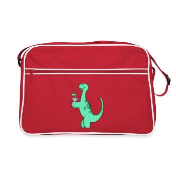 Dinosaur with baby dinosaur - Retro Bag - red/white - Front