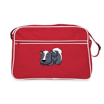 Skunk with Baby Skunk - Family - Retro Bag - red/white - Front