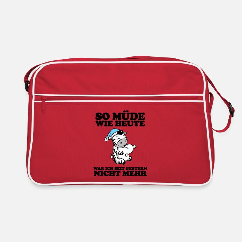 Müde Spruch lustig mit Zebra Motiv Retro Tasche