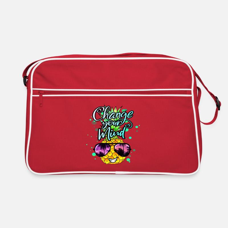 Ananas verändert dein denken - Retro Tasche - Rot/Weiß