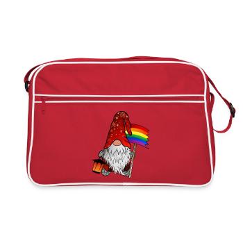 Christmas gnome with Gay Pride flag - Retro Bag - red/white - Front