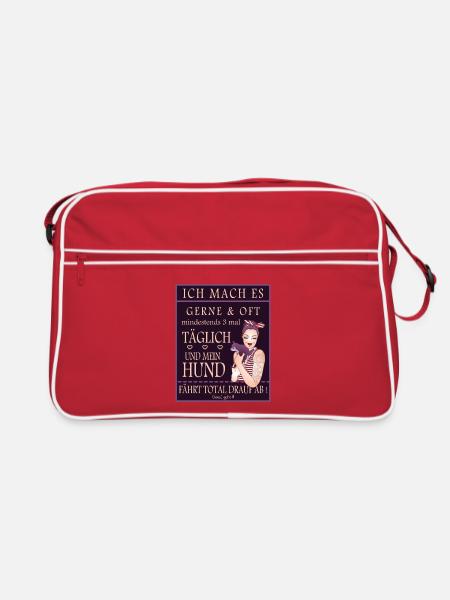 Hunde Tage gassi gehn - Retro Tasche - Rot/Weiß - Vorne