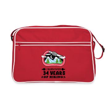 34th birthday hiker 34 years old mountain hiking - Retro Bag - red/white - Front