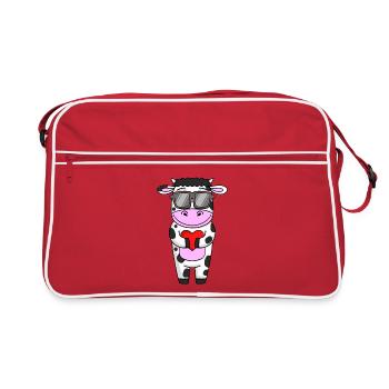 Vache avec lunettes de soleil et cœur - amour de vache - Sac Retro - rouge/blanc - Devant