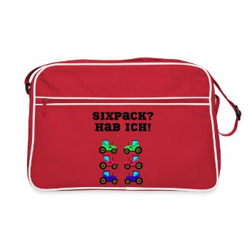 trecker sixpack kinder traktor - Retro Tasche - Rot/Weiß - Vorne