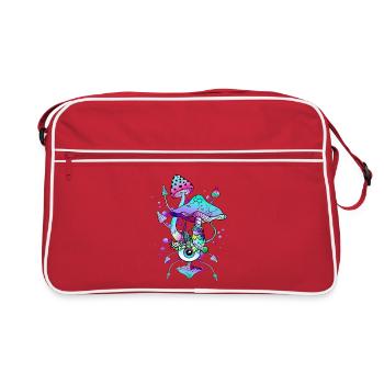 Trippy Neon Psychedelic Mushrooms - Retro Bag - red/white - Front