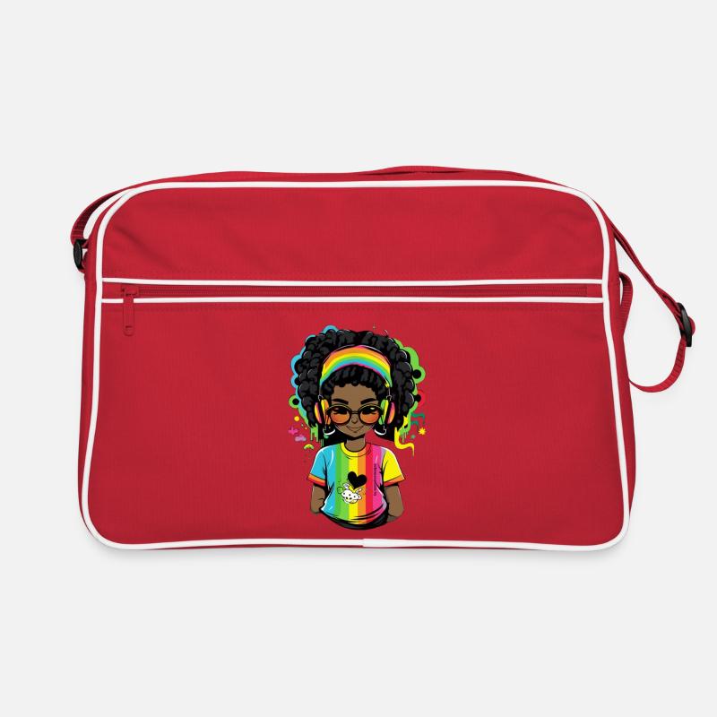 Leuchtender Reggae-Pullover mit Rainbow-Design Retro Tasche