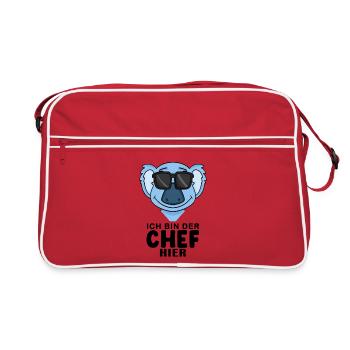 Cooler Koalabär Chef Spruch - Retro Tasche - Rot/Weiß - Vorne