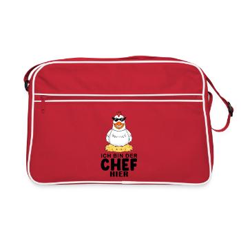 cooles Huhn Chef Spruch - Retro Tasche - Rot/Weiß - Vorne