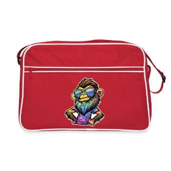 Funky Affe - Retro Tasche - Rot/Weiß - Vorne
