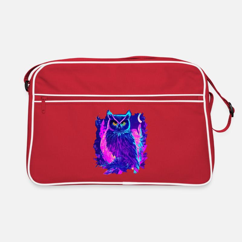 Neon Glowing Owl Synthwave Sac Retro