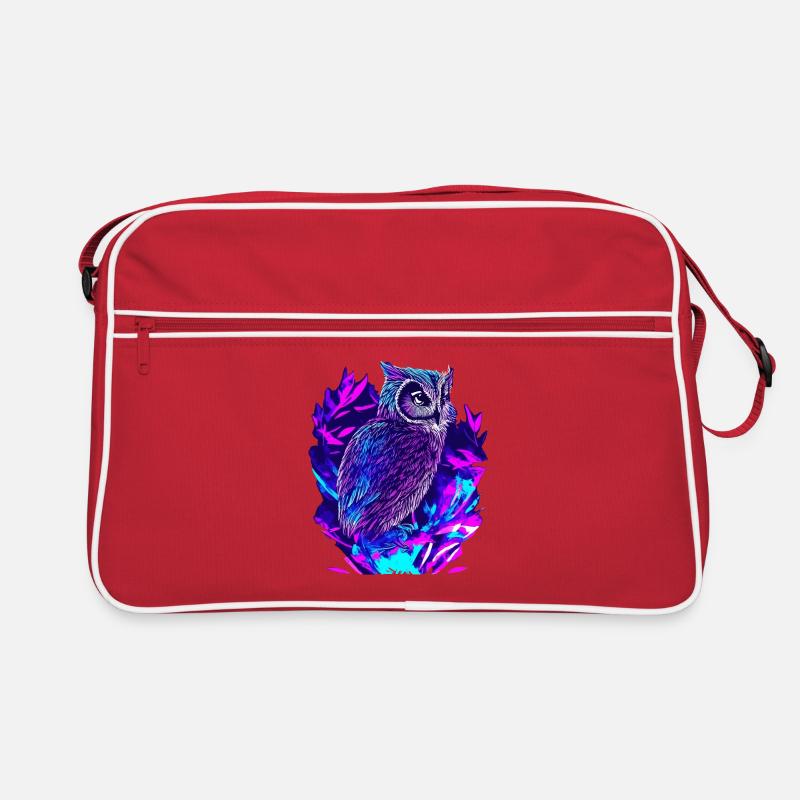 Neon Eule Psychedelische Eulen Kunst Retro Tasche