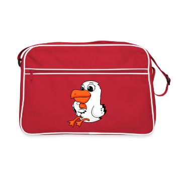 Seagull family - seagull with baby - Retro Bag - red/white - Front