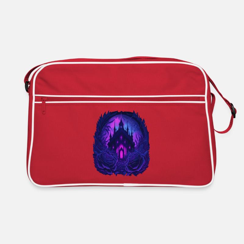 neon gothic gothic castle with roses Retro Bag