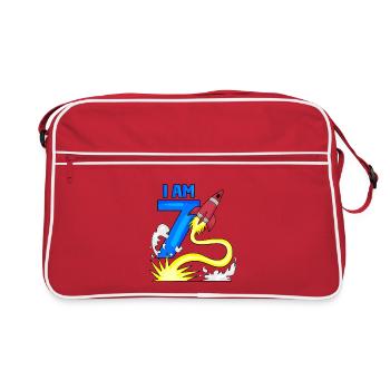 7 Birthday Boy Astronaut - sept ans - Sac Retro - rouge/blanc - Devant
