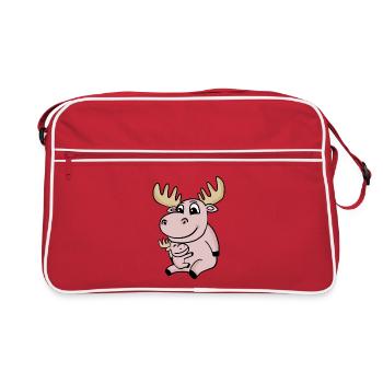 Famille d’orignaux - Orignal avec bébé - Sac Retro - rouge/blanc - Devant