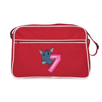 7 birthday 7 years old with animal motif - seven - Retro Bag - red/white - Front