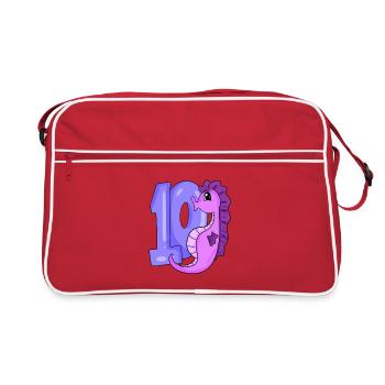 10th birthday motif seahorse - ten years old - Retro Bag - red/white - Front