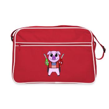 Gas station attendant pig gas station - Retro Bag - red/white - Front
