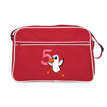 Mouette à motif 5e anniversaire - cinq ans - Sac Retro - rouge/blanc - Devant